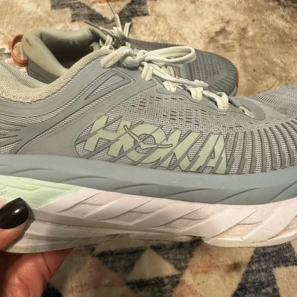 HOKA One One Bondi 7 Women’s Gray Running Shoes size 6.5 D - Picture 2 of 7